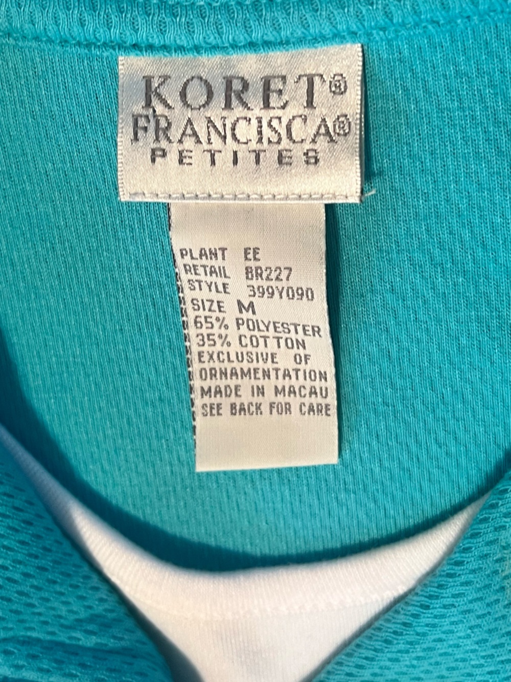 Koret Francesca Teal Summer Theme Top Sz M NWT - Picture 3 of 6